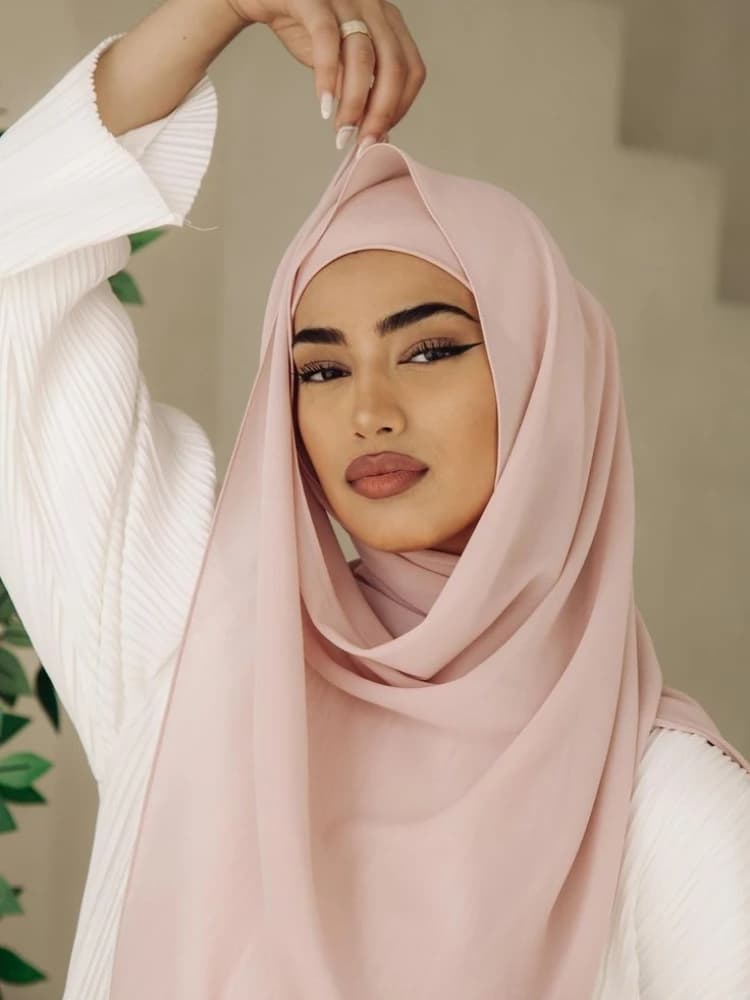 Ensemble de 2 pièces en mousseline de soie, Hijab, sous-capuchon assorti, écharpe avec sous-écharpe 