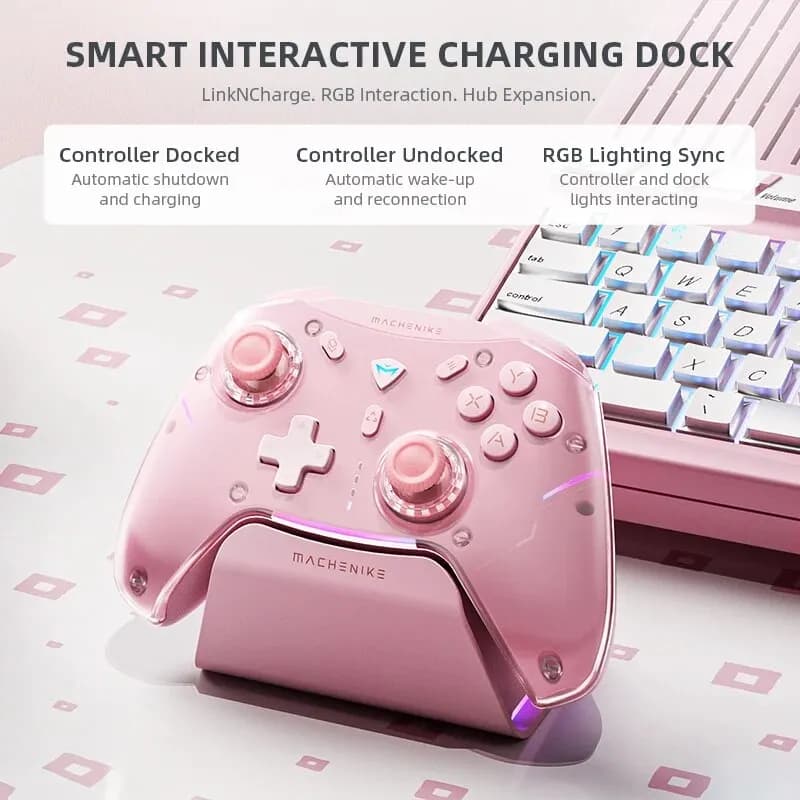 MACHENIKE G5Pro Max contrôleur de jeu avec station de charge RGB manette de jeu sans fil effet Hall 