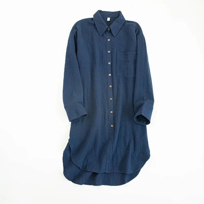Robe chemise Chic et élégante pour femmes, 100% coton, col rabattu, manches longues, robe de fête d'