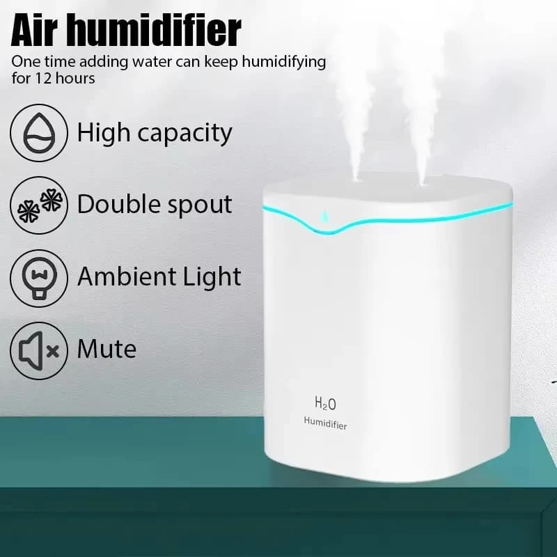 Humidificateur à double pulvérisation de grande capacité, Usb, maison, chambre à coucher, 2l, réappr