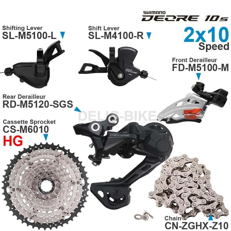 SHIMANO DEORE M4100 M5100 2x10 vitesses groupe manettes de vitesse avant/arrière dérailleur et SUGEK