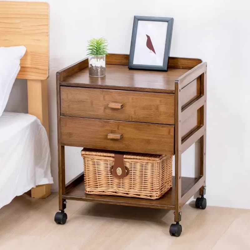 Table de chevet moderne en bambou, armoire latérale minimaliste pour petits espaces, organisateur de