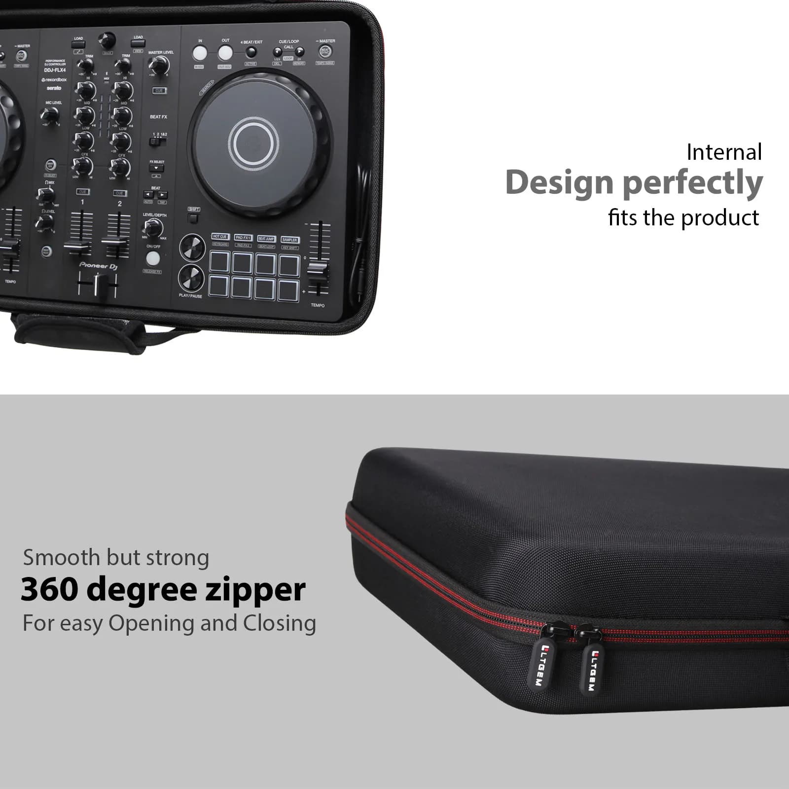 LTGEM étui pour Pioneer DJ DDJ-FLX4 2 platines Rekordbox et Serato DJ contrôleur appareil de musique