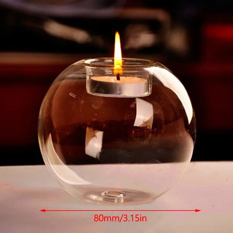 Bougeoirs ronds élégants en verre – Centre de table de style européen pour Noël, Halloween et fêtes 