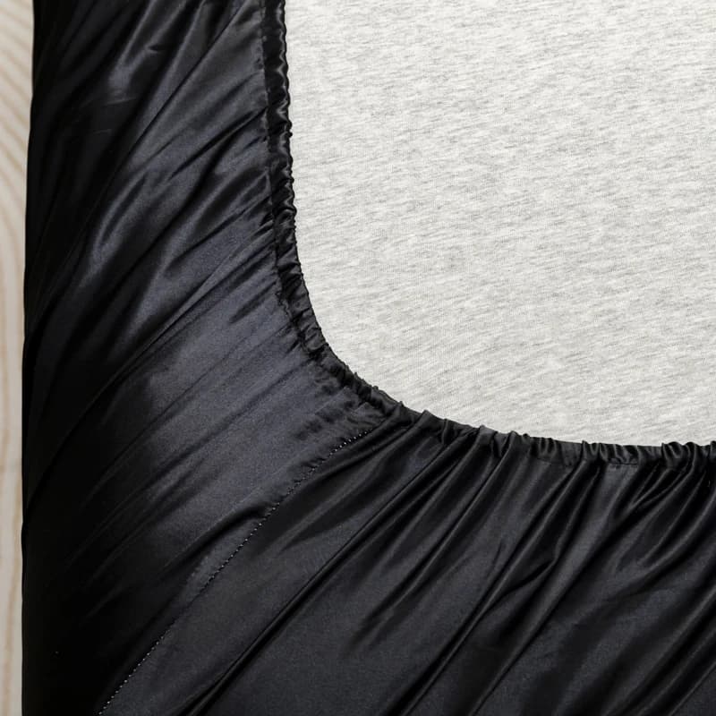 Drap-housse en Satin de couleur unie, housse de matelas double en soie glacée, Queen, naturel avec b