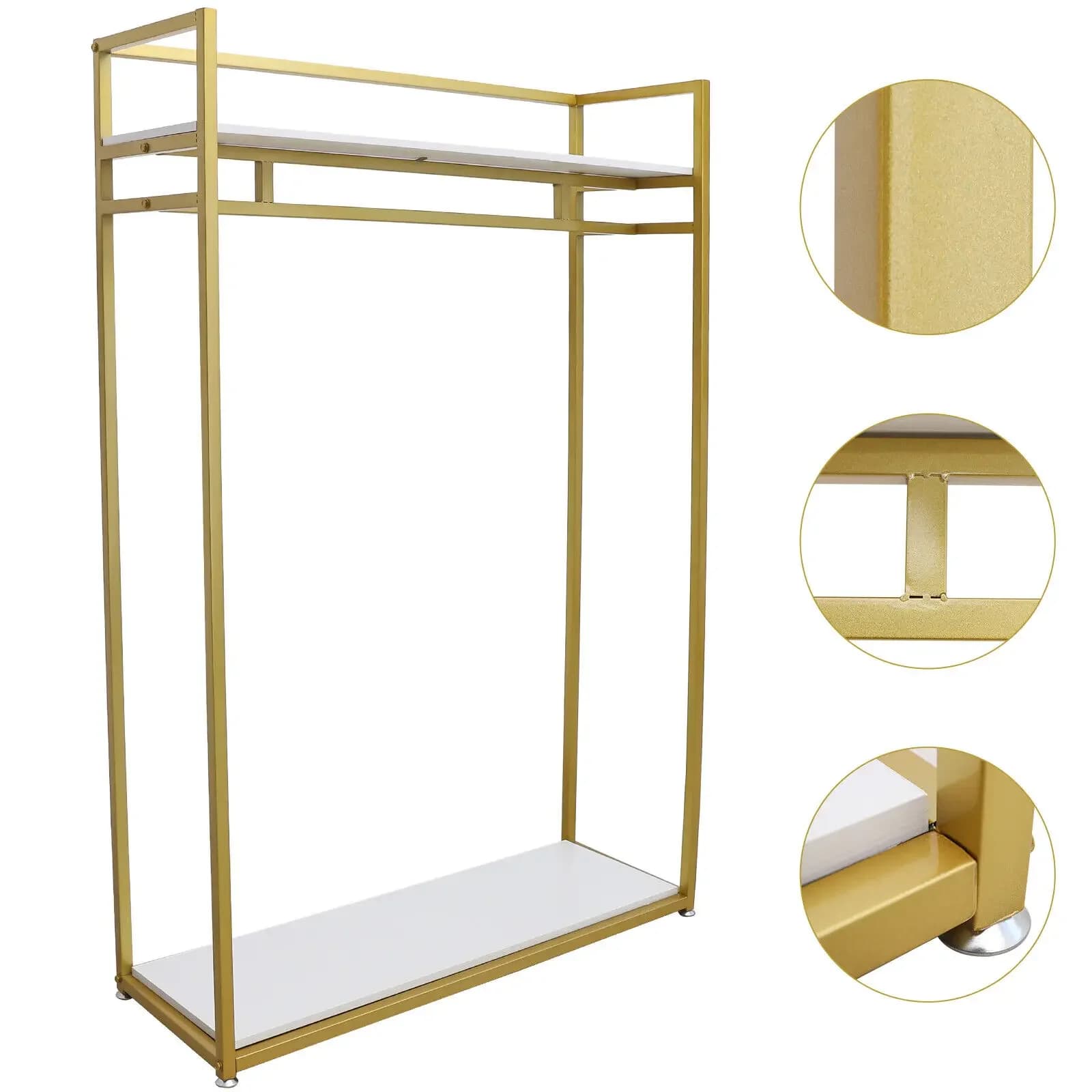 Porte-vêtements autoportant en métal doré de 180 cm – Parfait pour l'affichage du magasin ou l'organ