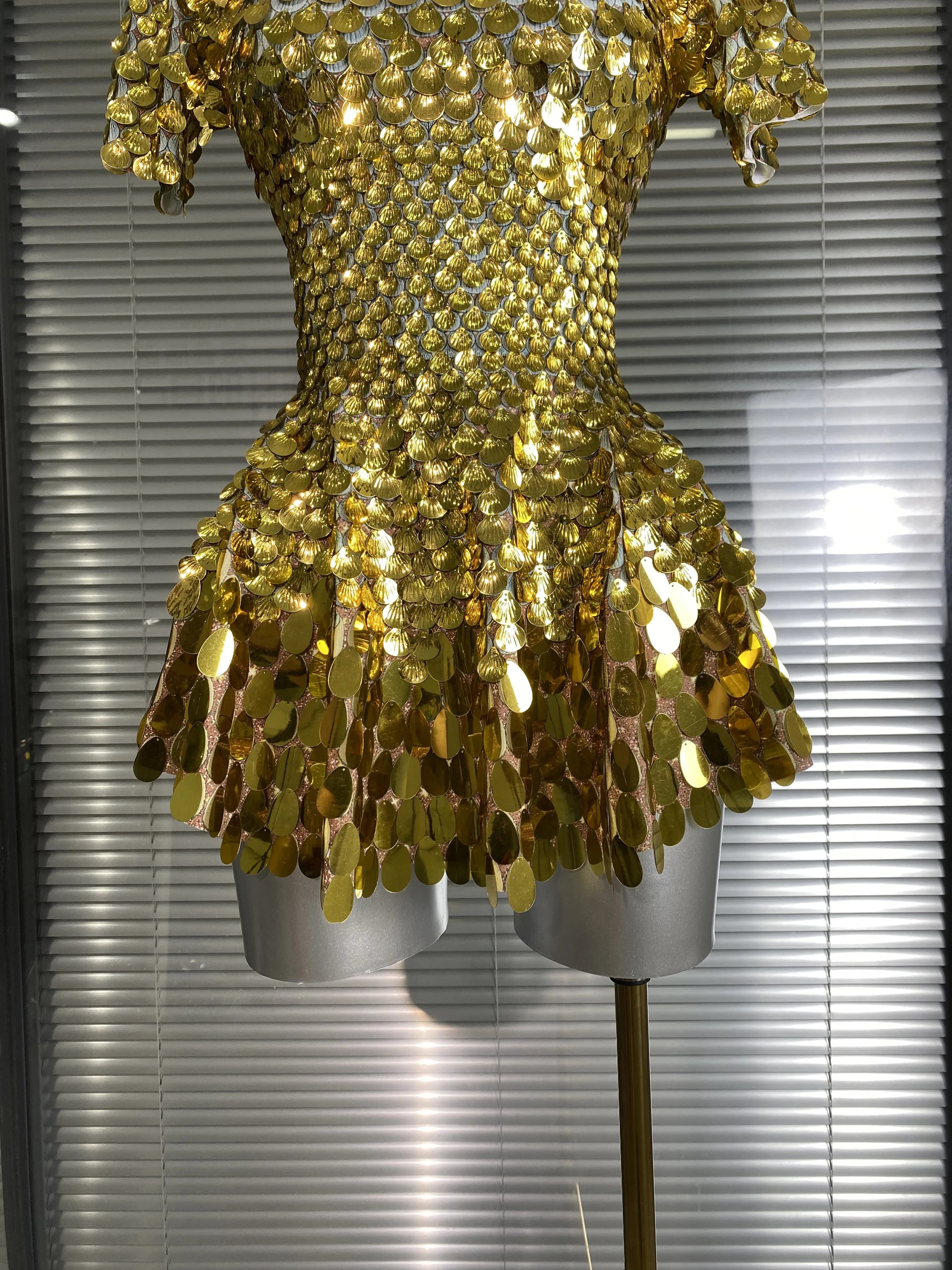 Mini robe Sexy à manches courtes pour femmes, extensible, or, argent, paillettes scintillantes, Cost