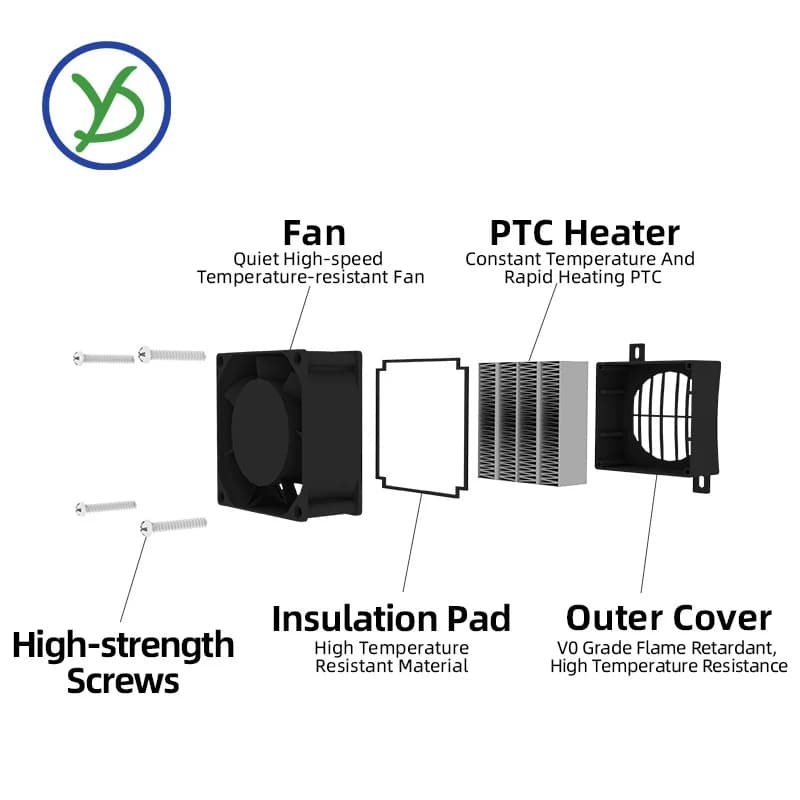 Chauffage PTC en céramique à température constante avec ventilateur, chauffage électrique PTC, chauf