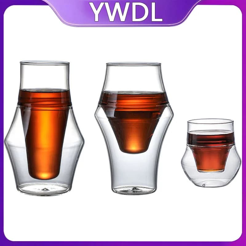 Tasse en verre Double couche de 120/250/335ml, tasse à café expresso suspendue à l'oreille, Anti-brû