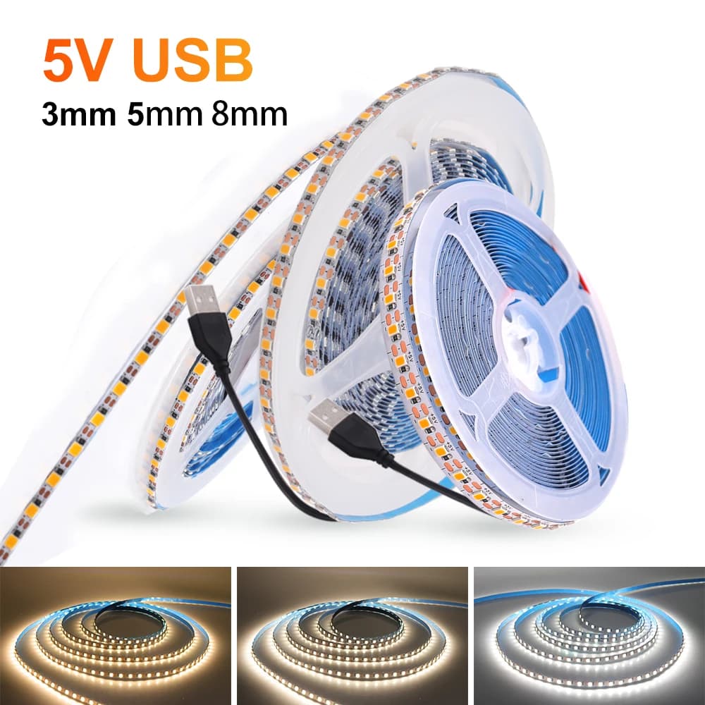 Bande lumineuse LED USB blanche chaude, éclairage de fond TV, lampe de décoration intérieure, bande,