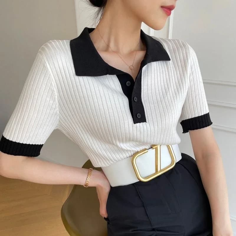 T-shirt slim à manches courtes pour femmes, t-shirts slim, t-shirts slim, t-shirts décontractés, mod