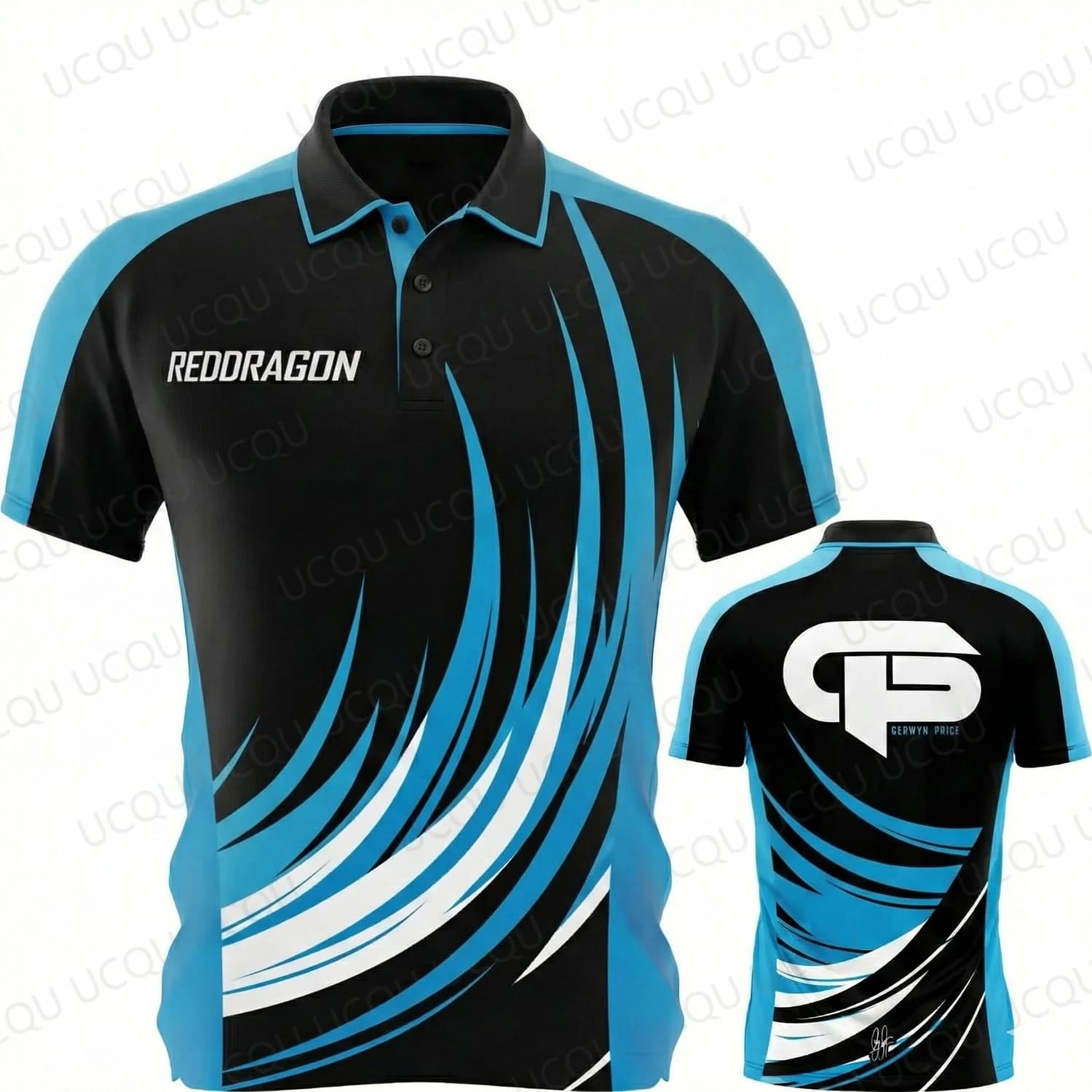 Polo Gerwyn Price The Iceman Darts 2026 Signature Jersey Bleu Noir Style Homme Vêtement de sport Hau