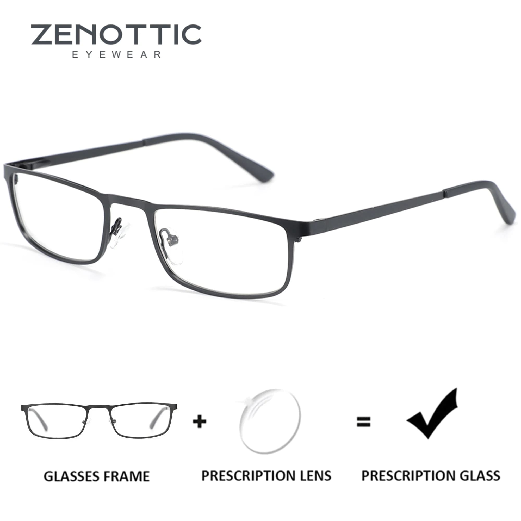 ZENOTTIC-Petites lunettes rectangulaires pour hommes et femmes, lunettes de myopie, lunettes progres