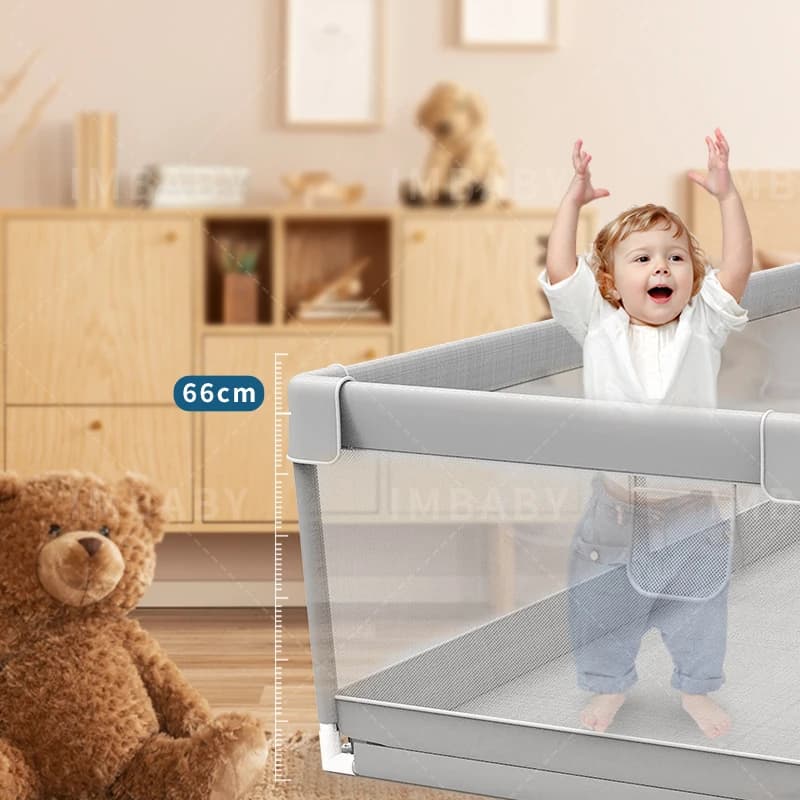 IMBABY Aire de jeux pour bébé 150x180 cm Parc pour bébé Boîte de clôture pour enfants grise avec par
