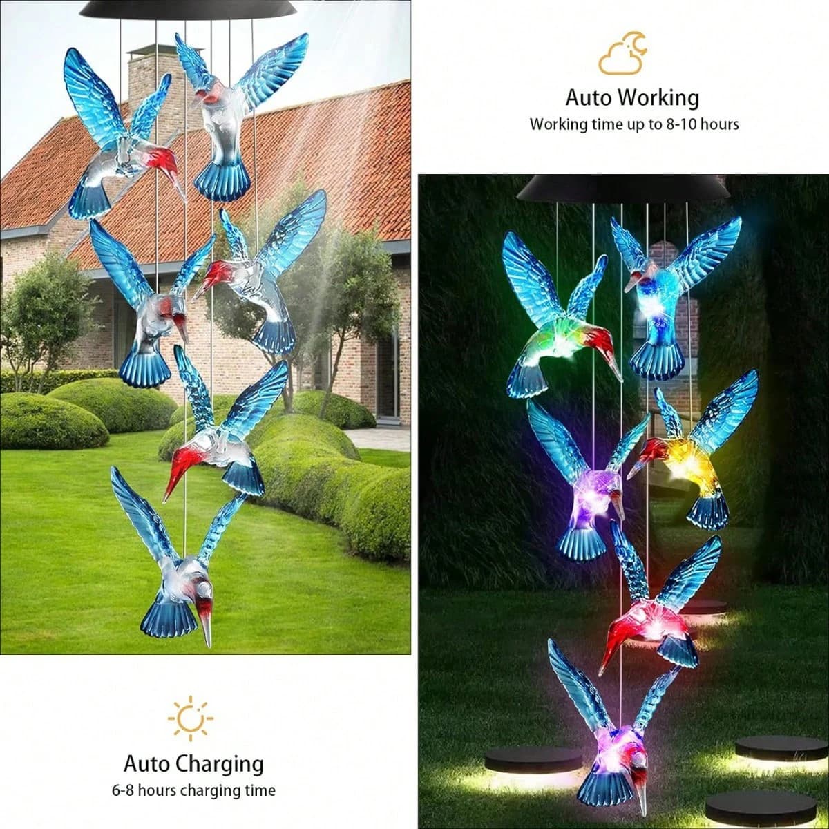 Colibri carillon éolien solaire lumière LED lanterne solaire extérieure étanche changement de couleu
