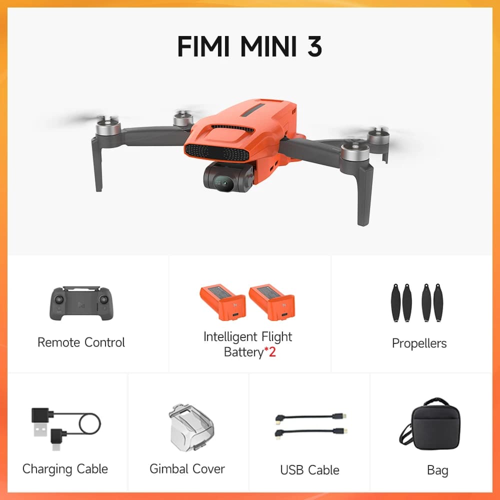 FIMI MINI 3-Drone de sauvetage professionnel à cardan mécanique à 3 axes, photographie à intervalle 