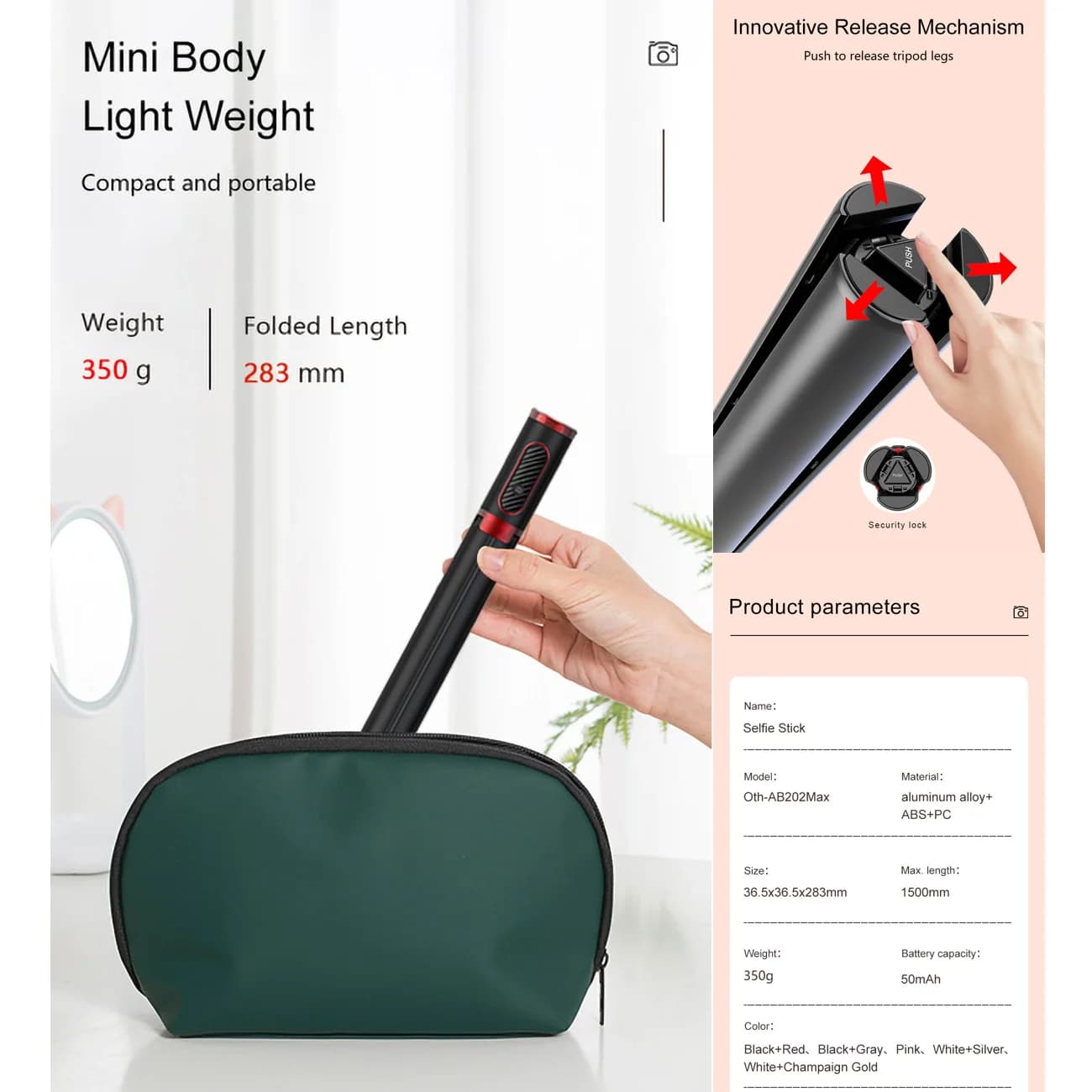 Trépied perche à Selfie sans fil 150cm/81cm, support de téléphone, trépied pour Mobile, extensible, 