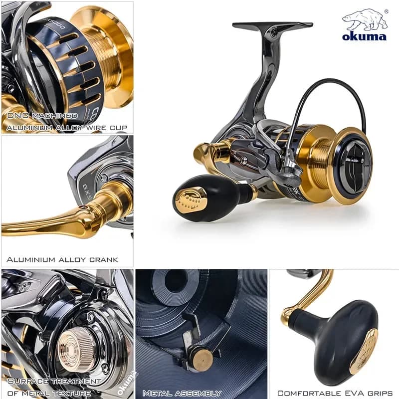 OKUMA moulinet de pêche tout en métal 22KG13 + 1 roue de ligne de pêche à grande vitesse adapté à to