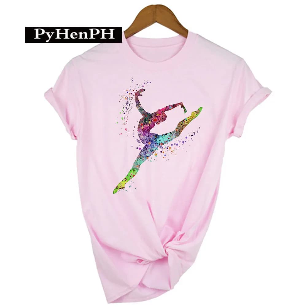 Gymnasta danseur T-shirt mode gymnaste artistique gymnastique imprimé T-shirt pour femmes Parent-enf