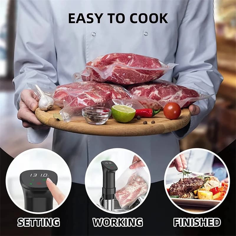 Cuiseur Sous Vide étanche 1800W, circulation par Immersion, cuisson précise avec affichage numérique