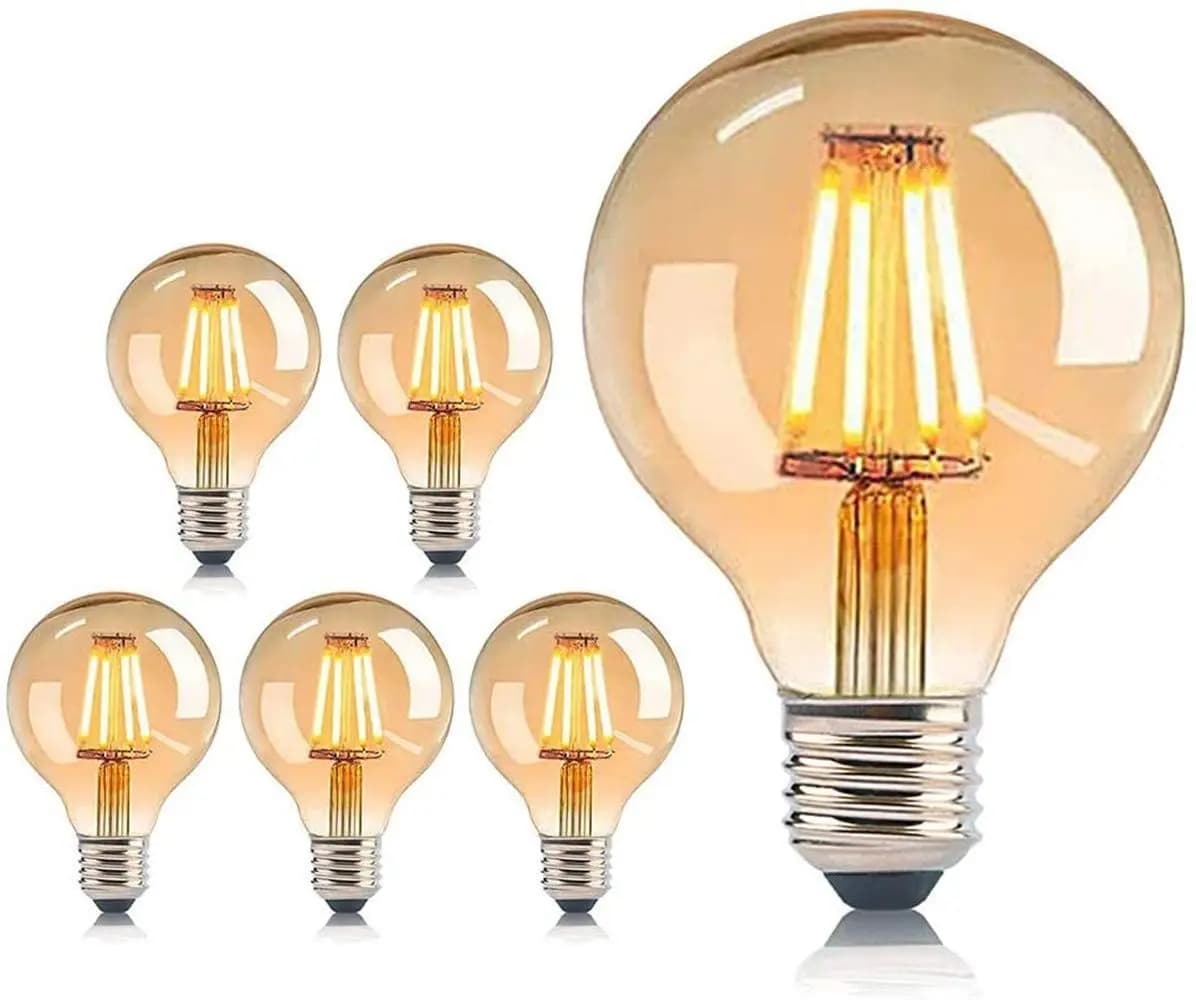 Ampoule à Filament G80 LED E27 220V 4W 6W 8W 10W 12W 2700, ampoule Edison claire, marron clair ambre