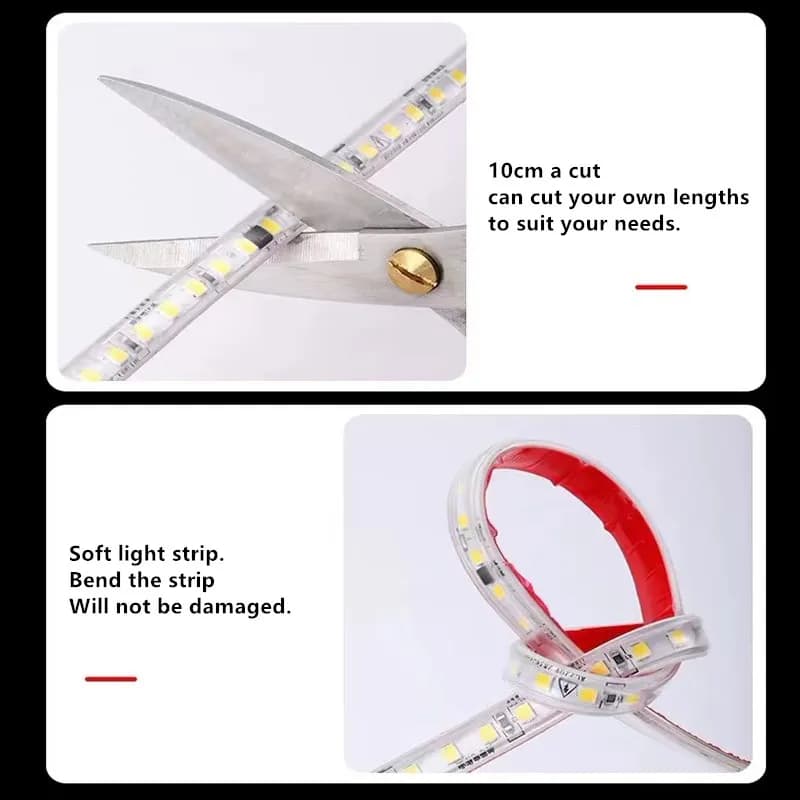 Bande lumineuse Led AC 220V, 2835 120led/M, 1M-25M, IP67, étanche, haute luminosité, bande à Diode 2