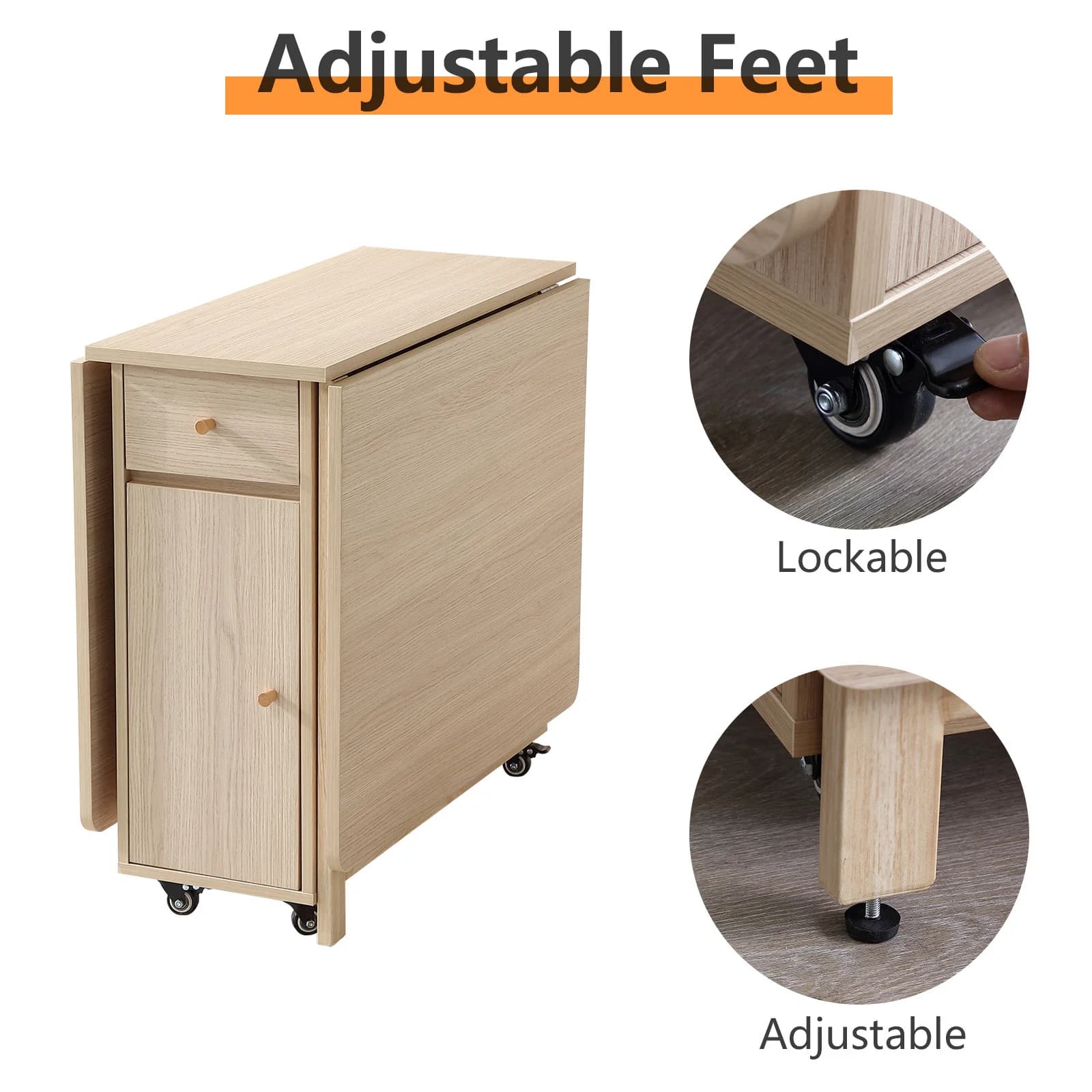Table de salle à manger pliante extensible avec cuir chevelu tombant, table peu encombrante pour sal