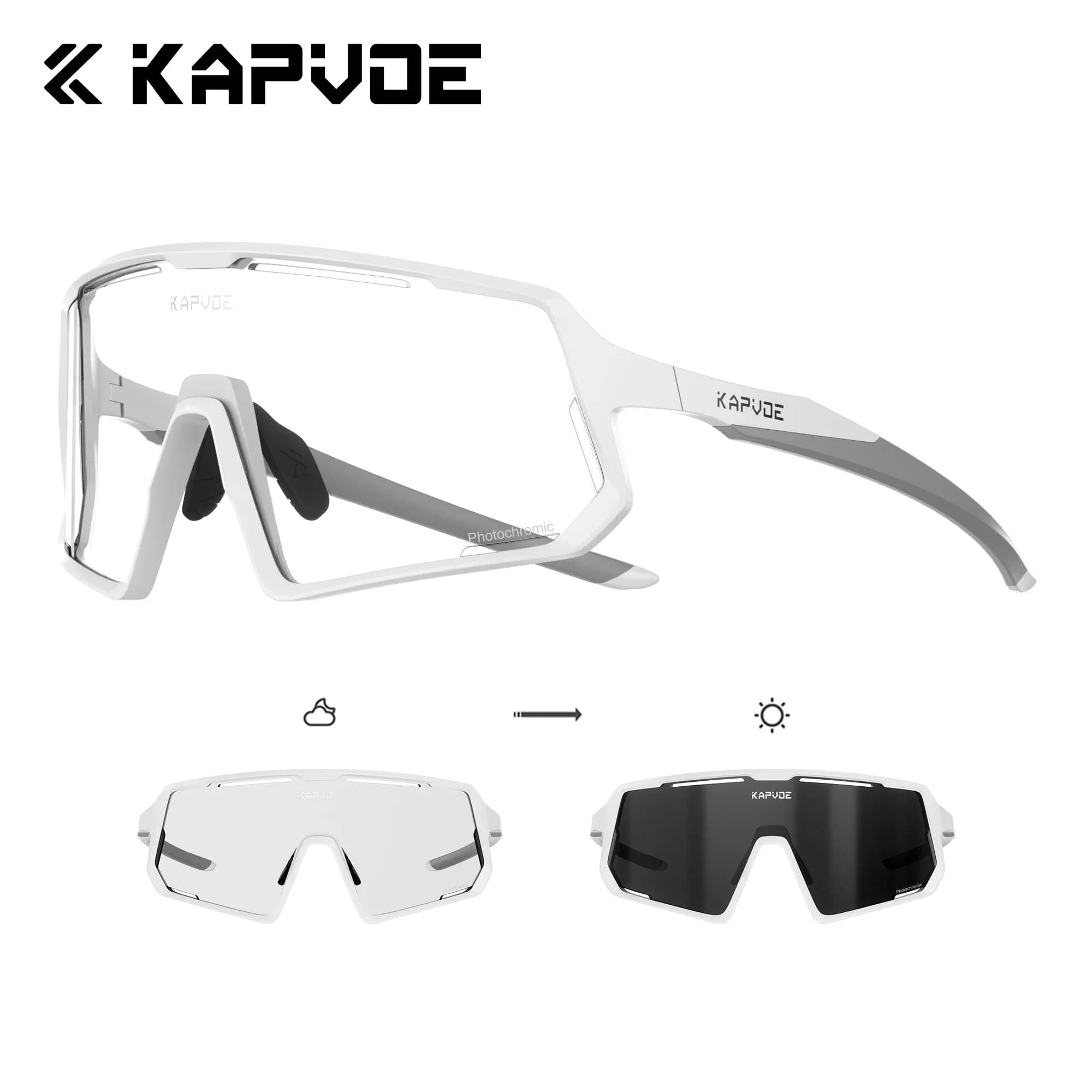 KAPVOE lunettes de cyclisme photochromiques sport conduite course randonnée rouge UV400 lunettes hom