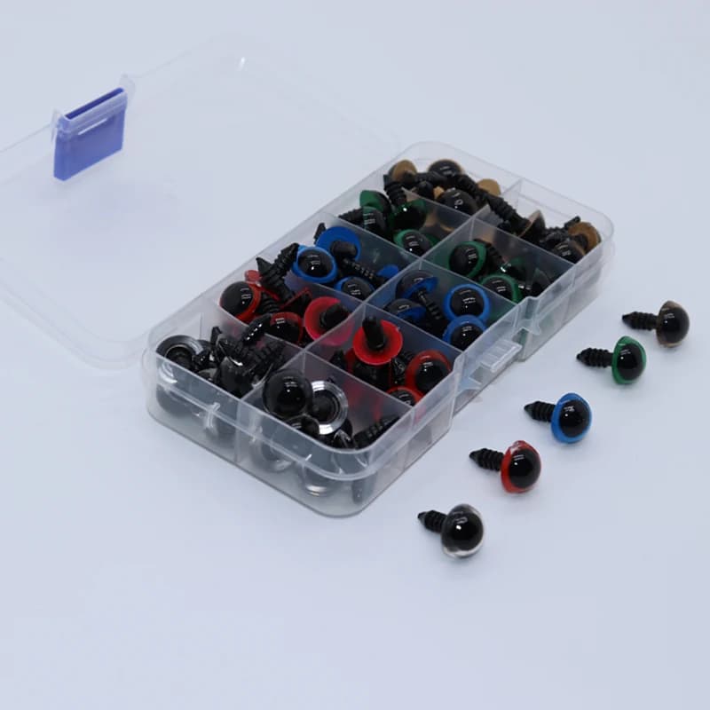 100 pièces 5/6//7/8/9/10/12/14/18/20mm yeux de sécurité en plastique pour jouets bricolage mélange t