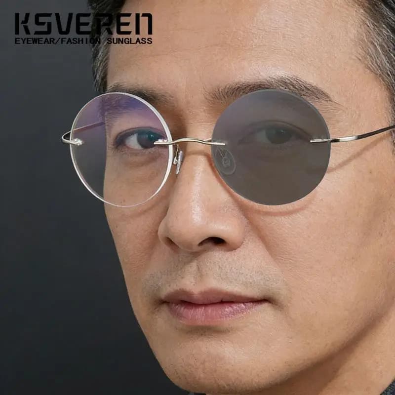 Lunettes de myopie photochromiques en alliage de titane à mémoire de forme sans monture pour hommes 