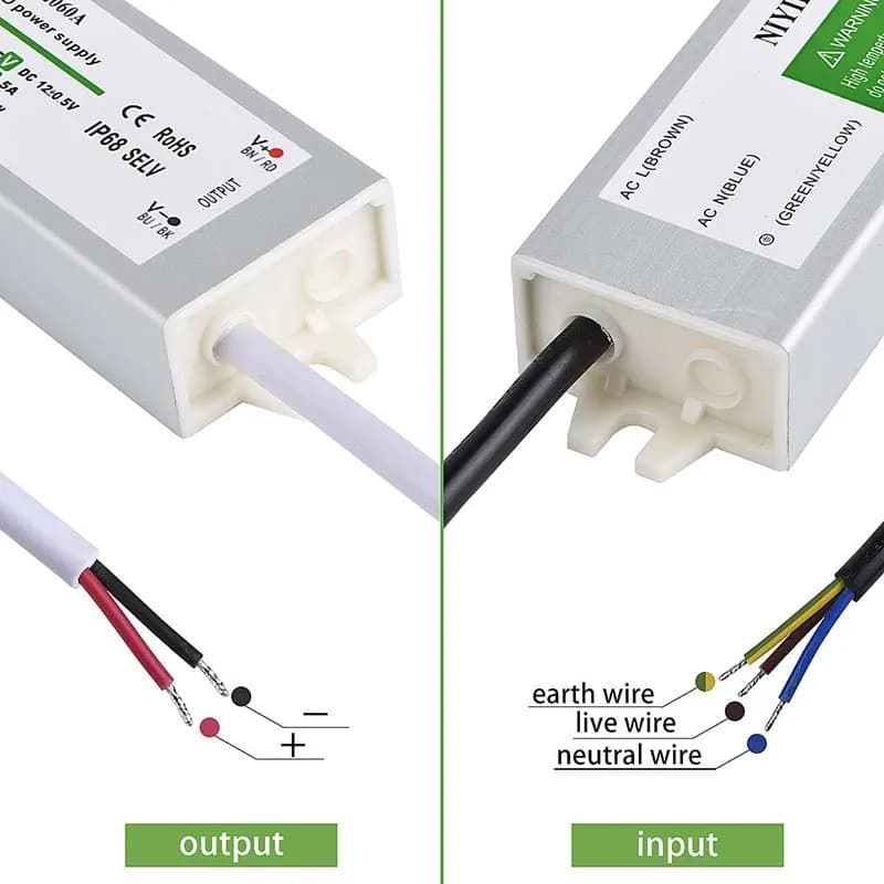 Alimentation de commutation étanche DC 12V 24V, transformateur d'éclairage LED extérieur IP67 ~ IP68