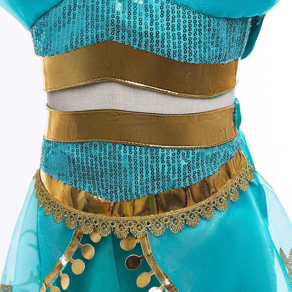 Robe lampe Aladdin pour enfants, Costume de Jasmine pour filles, princesse d'anniversaire, Cosplay, 