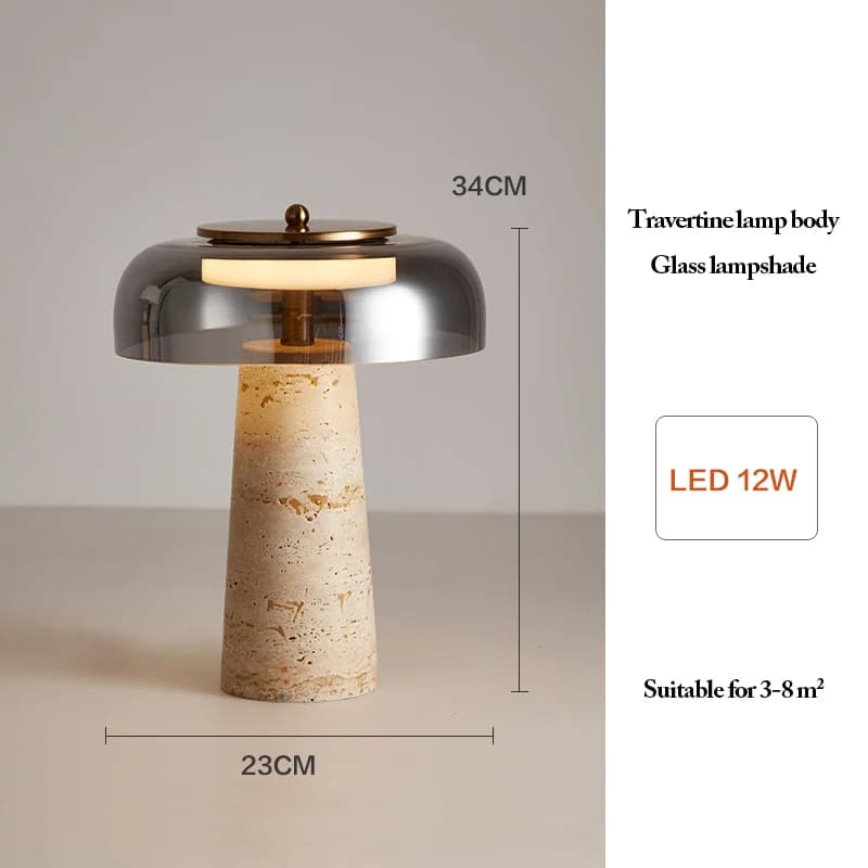 Lampe de Table LED en forme de champignon travertin, moderne, en pierre de grotte naturelle, éclaira