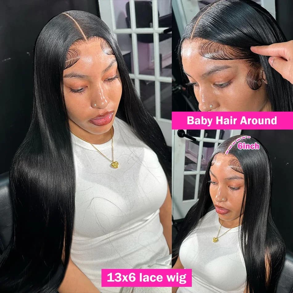 Perruques en cheveux humains 13x6 360 HD Lace Front pour femmes noires, densité 250, lisses comme de