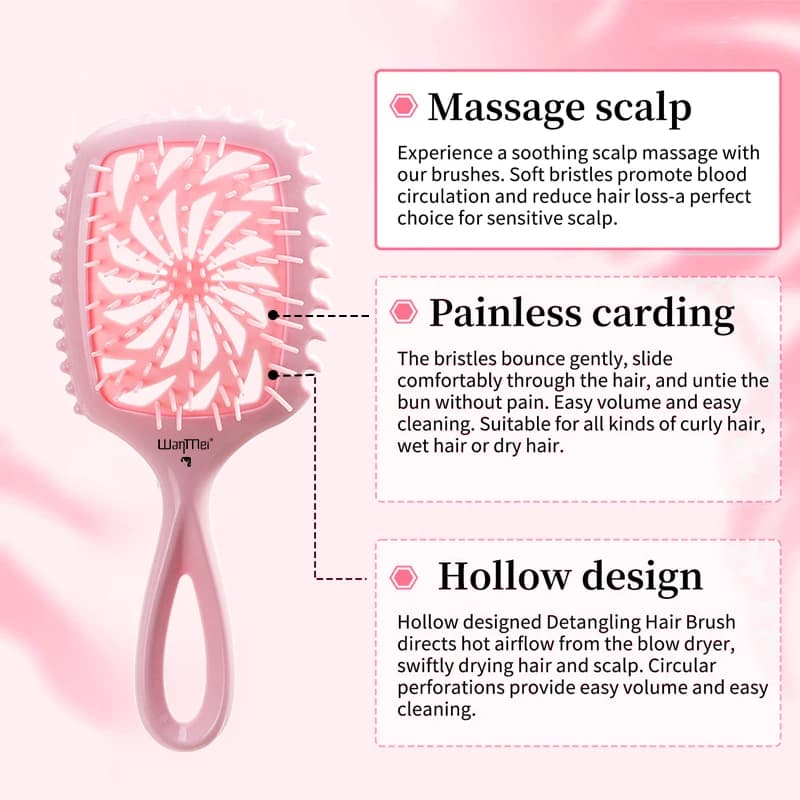 WANMEI Brosse à cheveux démêlante - Sans effort sans enchevêtrement - idéale pour les bouclés nature