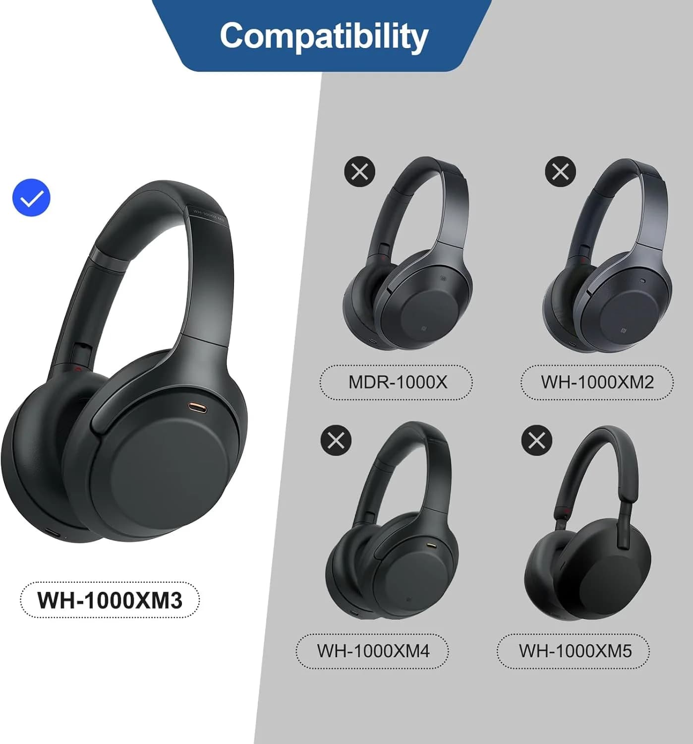KUTOU oreillettes de remplacement pour Sony WH-1000XM3 1000XM3 WH1000XM3 casque antibruit oreillette