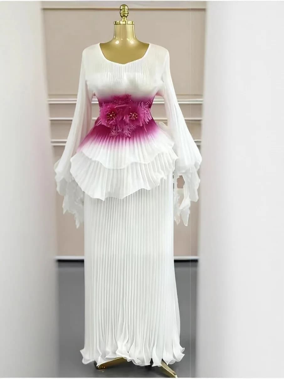 Miyake plissé Organza nouveau changement progressif soleil plissé épissage irrégulier grande taille 