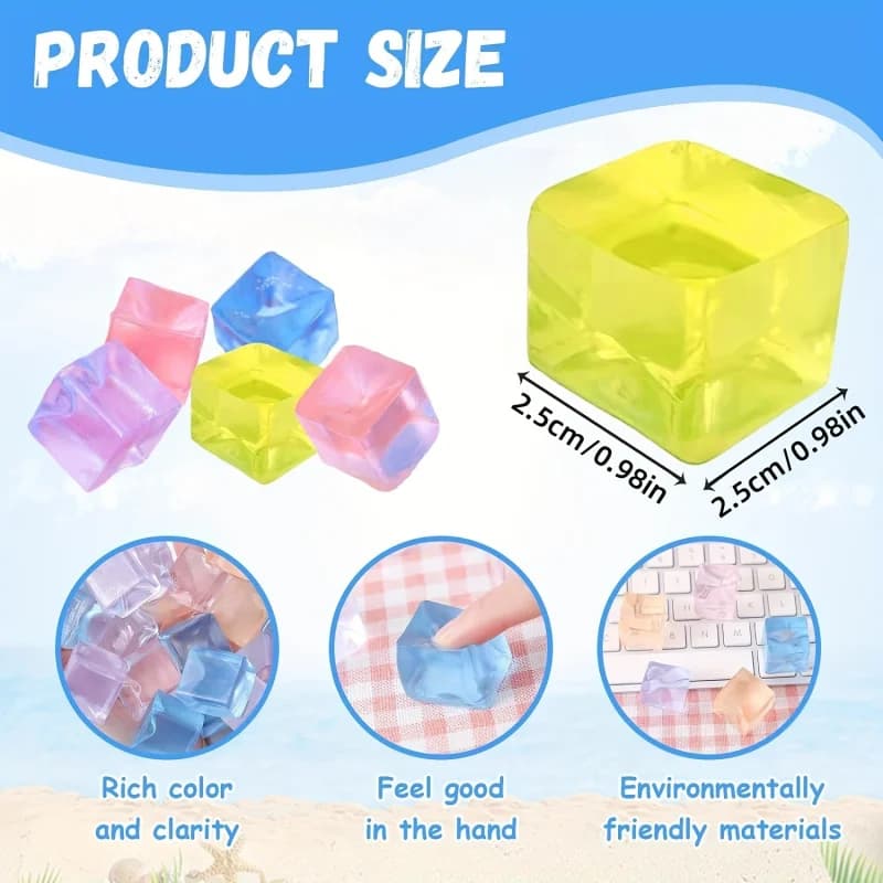 15 pièces Mini glaçon jouets spongieux libérer le Stress Transparent petit bloc de glace pincement e