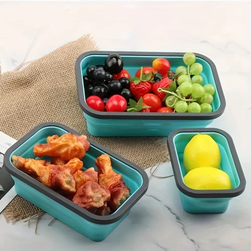 Conteneur de stockage des aliments pliable en Silicone, boîte à déjeuner empilable permettant de gag