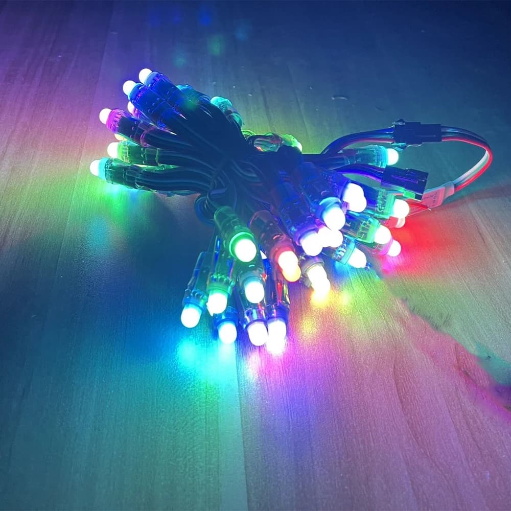 Guirxiété lumineuse LED RGB pixel, chaîne d'éclairage extérieur, coronavirus, Noël, vacances, 50 piè