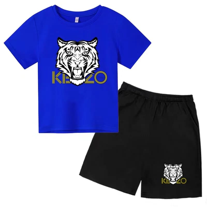 T-shirt d'été pour enfants, motif tigre, manches courtes + short, pour garçons et filles, tout-petit