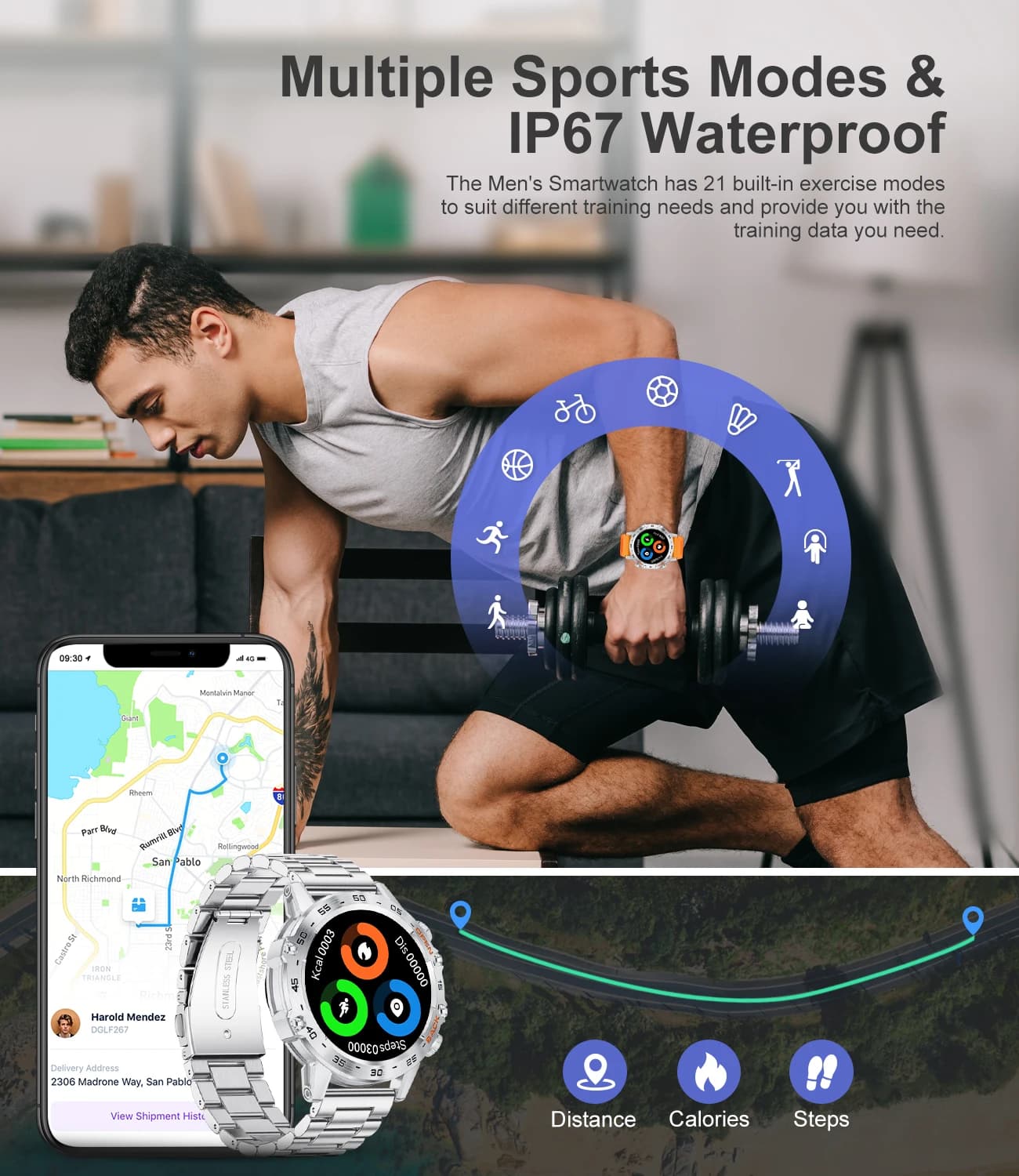 LIGE-Montre intelligente de sport de plein air pour homme, appel Bluetooth, fitness, fréquence cardi