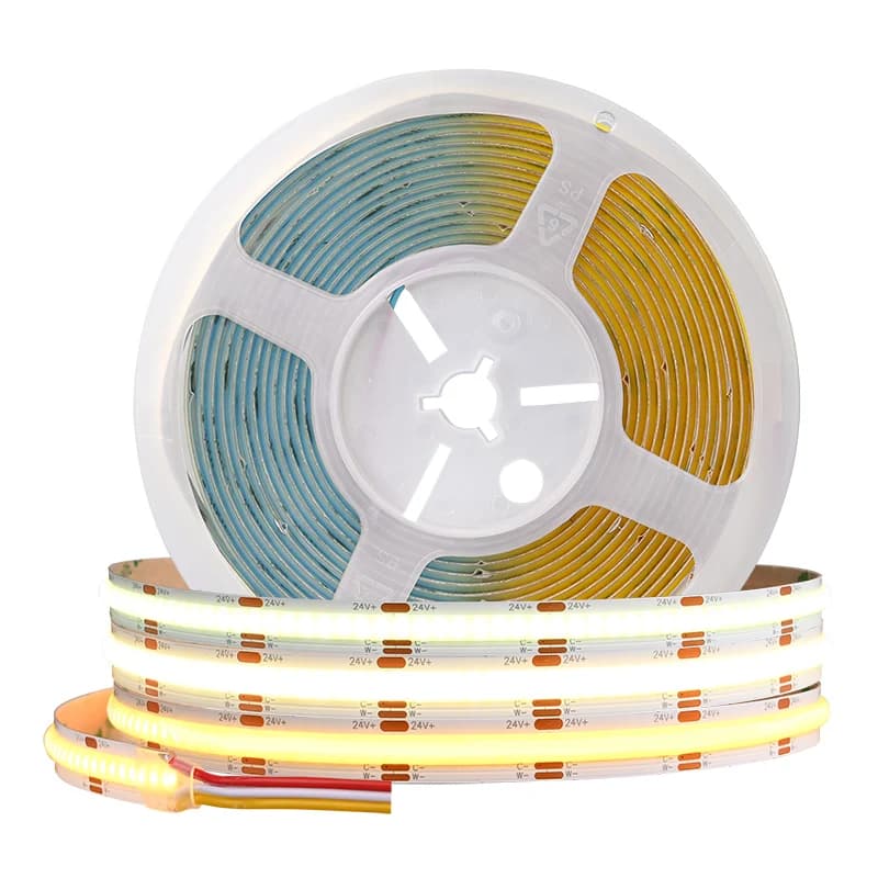 Bande lumineuse LED COB CCT à intensité variable, 2700K à 6500K, variable, haute densité, 608 LED/m,