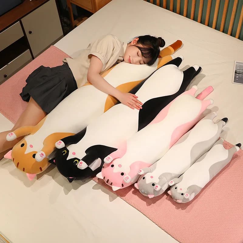 Jouets en peluche chat Long et doux, 50/70/90/110/130cm, joie drôle, Pause, oreiller de sieste au bu