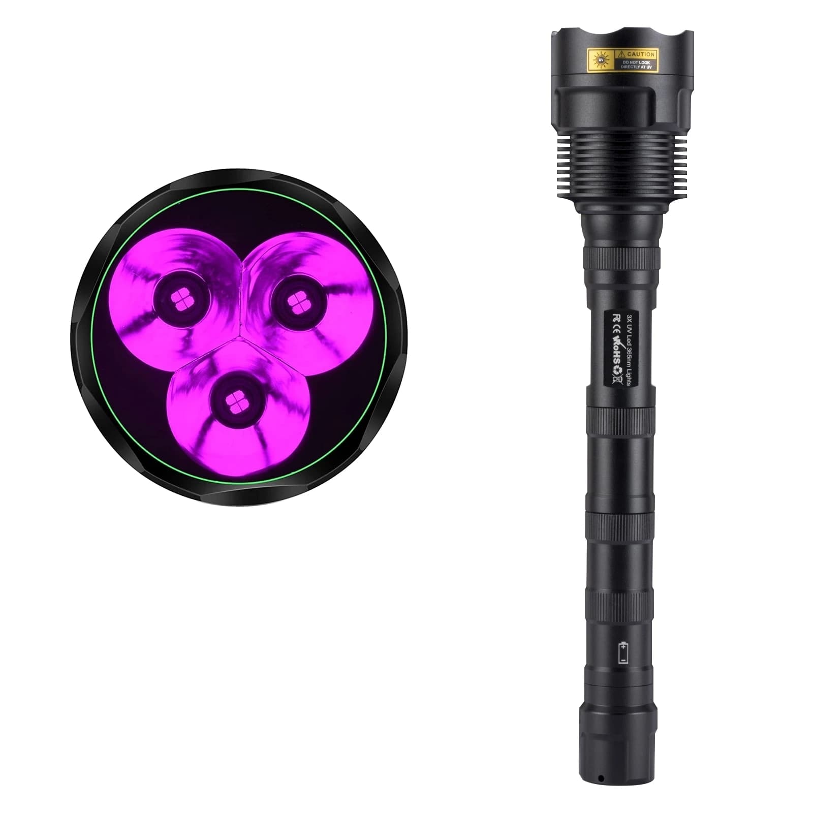 60W 3x365nm UV LED lumière noire puissante 395nm lampe de poche haute puissance Ultraviolet marqueur