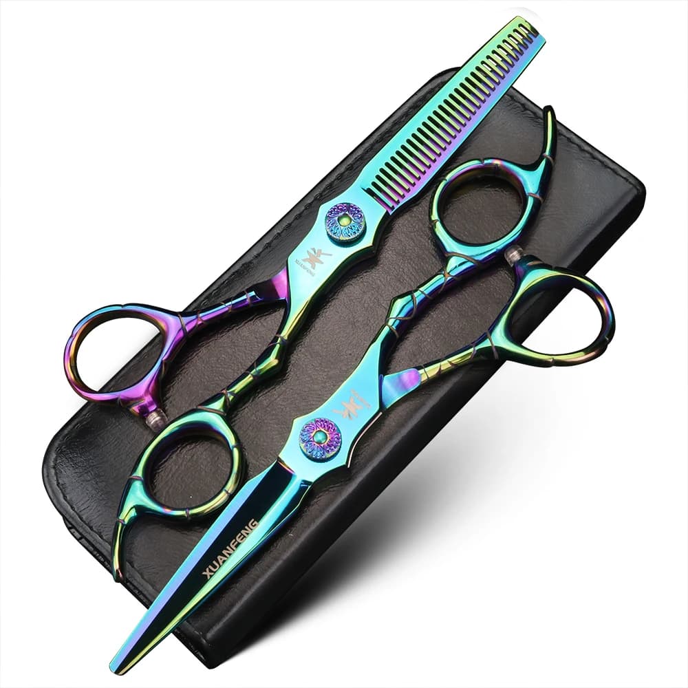 Ciseaux à cheveux professionnels à poignée musculaire de 6 pouces pour stylistes-cisailles de coiffu