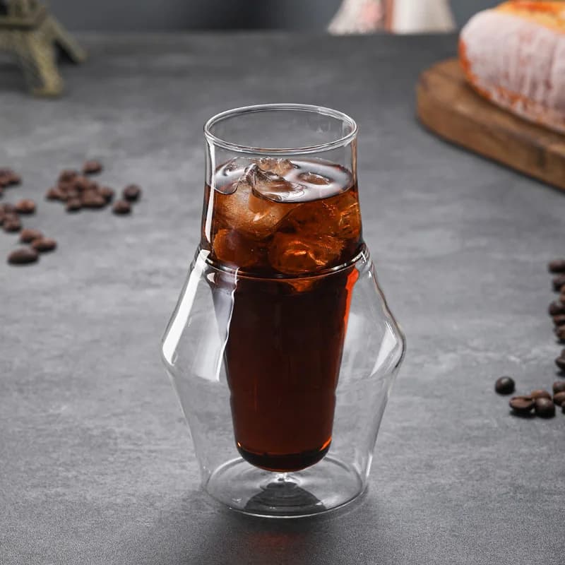 YWDL Nouvelle Tasse à Café Expresso Créative en Verre Double Paroi Anti-brûlure, Tasse à Lait, à Bra