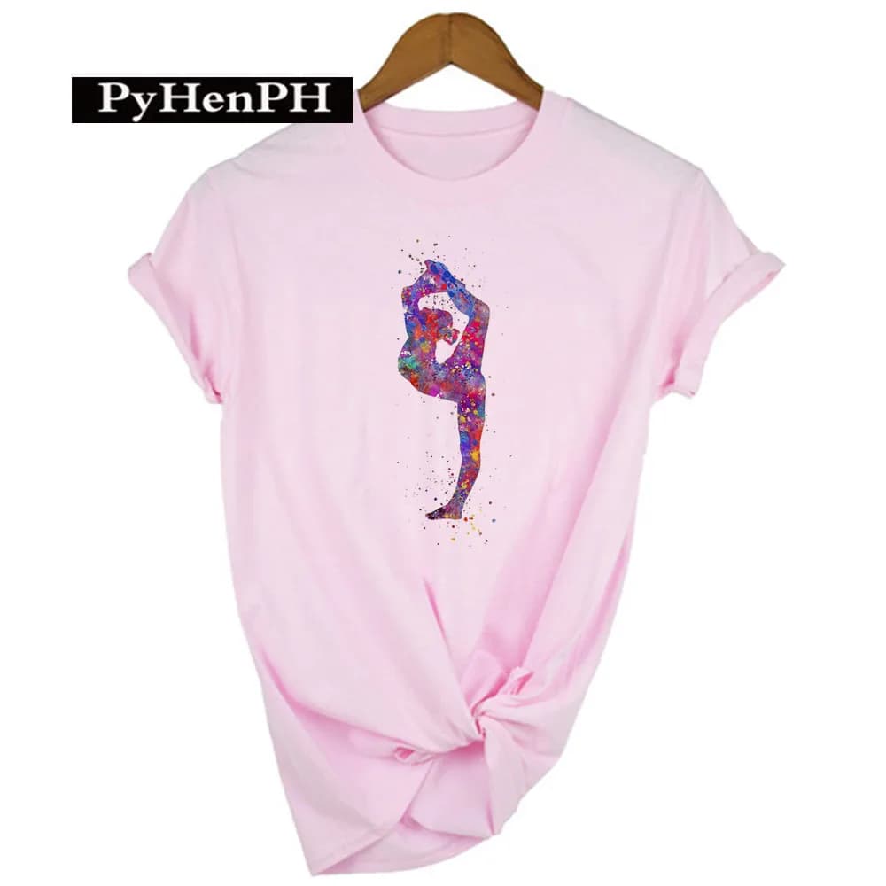 Gymnasta danseur T-shirt mode gymnaste artistique gymnastique imprimé T-shirt pour femmes Parent-enf