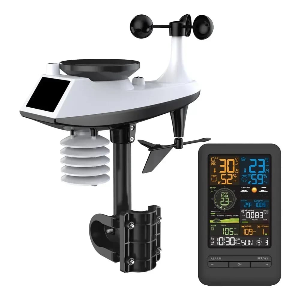 Therye.com-Station météo numérique intelligente WiFi avec capteur, température, humidité, date, lumi