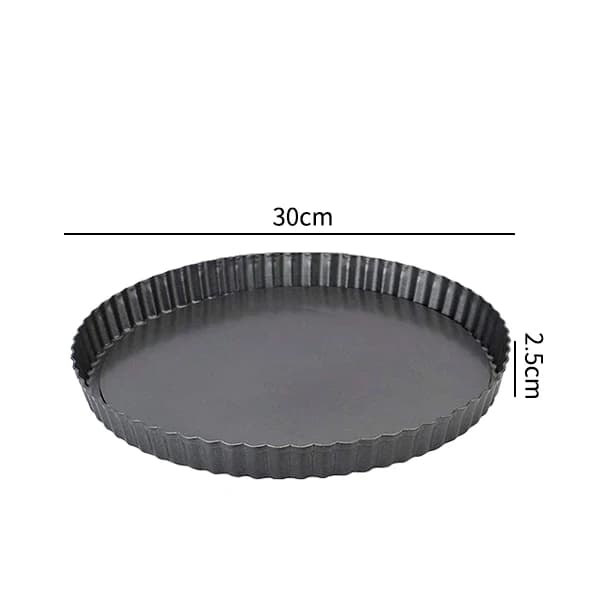 Moule à tarte, quiche et flan antiadhésif de 30 cm, rond, à fond amovible, cannelé, robuste, pour la